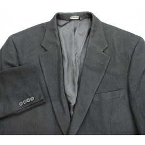 Jos A Bank Blazer Mens 44L Black Camel Hair 2 Button Single Breast